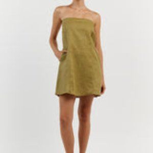 DISSH OLIVE LINEN MINI DRESS - 2